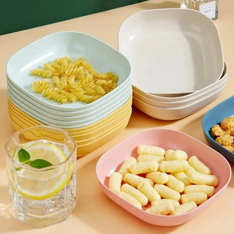 10 Plates with Stand Food Grade Plate Plastic Multi-function