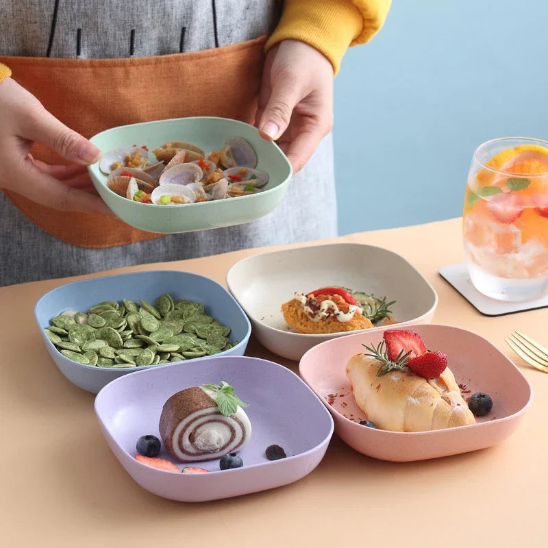 10 Plates with Stand Food Grade Plate Plastic Multi-function